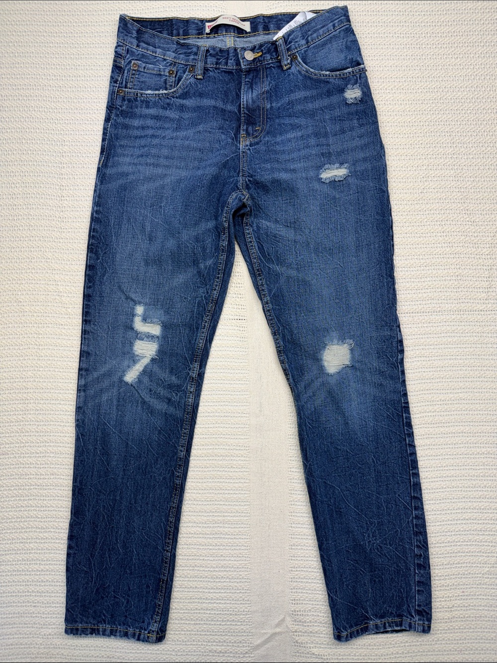 Levi's 502 Regular Taper Dark Blue Distressed Jeans